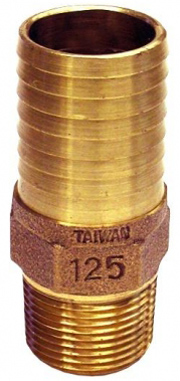 1 INCH X 1.25INCH BRASS HOSE BARB - Plastic Pipe to Male Iron Pipe (MIP)